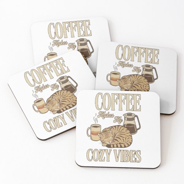 Item preview, Coffee Makes Me Cozy Vibes - Retro Sleeping Orange Tabby Cat christmas gift designed and sold by Soft Strength Studio.
