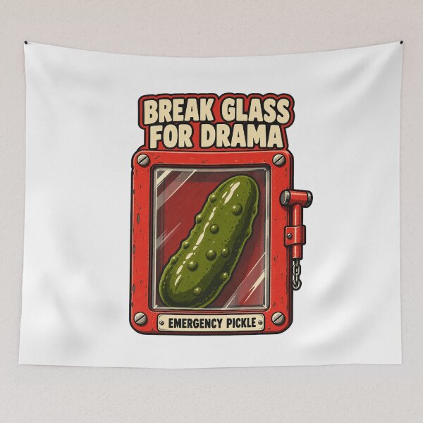 Item preview, Emergency Pickle Break Glass for Drama Absurd Food Humor designed and sold by ZAROOMART.