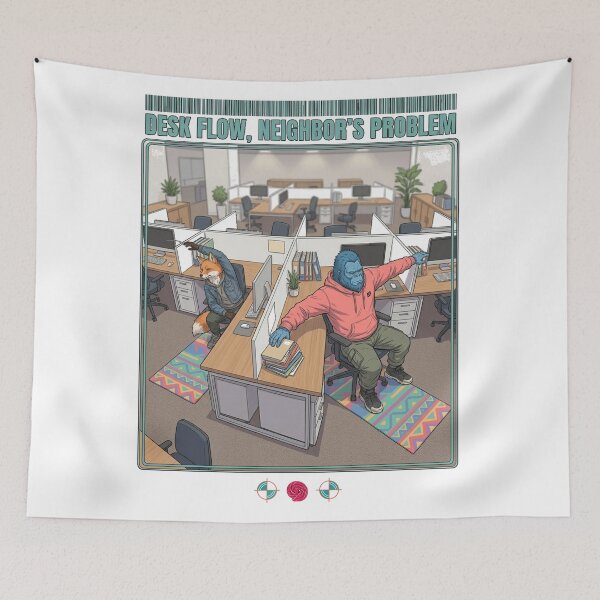 Item preview, Desk Flow Neighbor's Problem - Funny Bigfoot Office Yoga Cartoon designed and sold by Whimsy Trail Co.