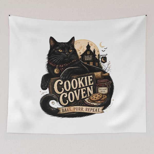 Item preview, Cookie Coven Black Cat Haunted Bakery Baking Design designed and sold by OlyvieArt.