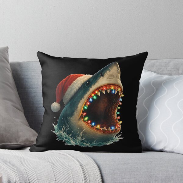 Item preview, Santa Hat Shark with Colorful Christmas Lights designed and sold by HarinDonreka.