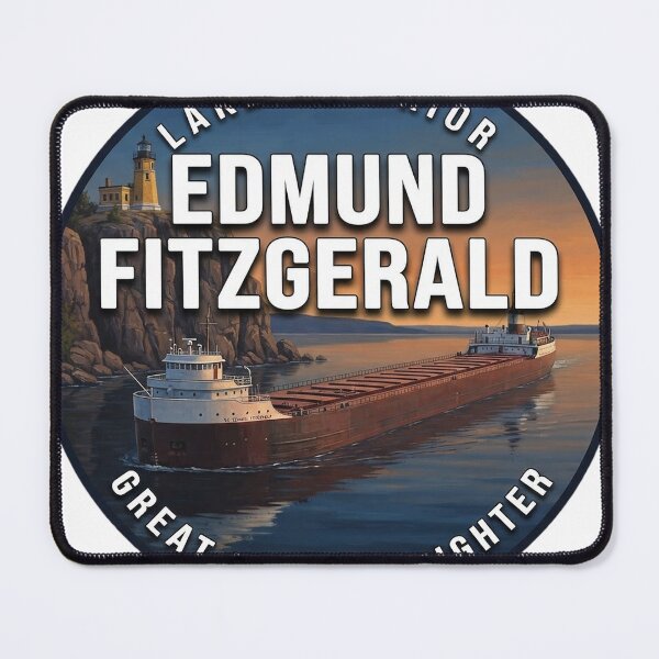 Item preview, Edmund Fitzgerald Lake Superior Lighthouse Passage Round Badge Sticker designed and sold by DetourDgn.