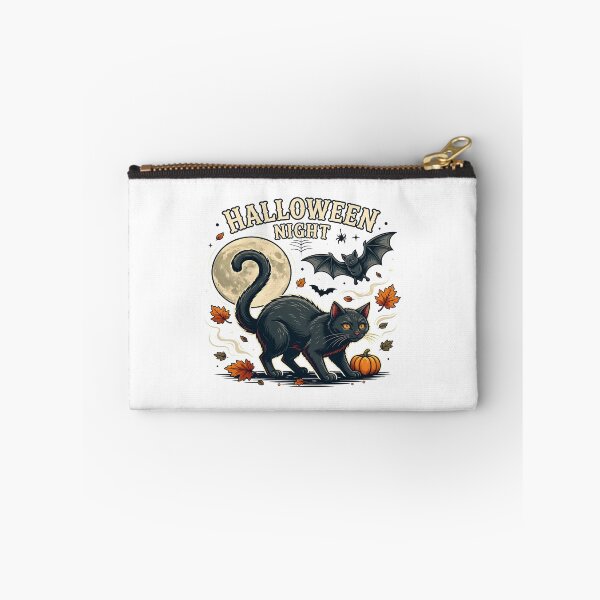 Item preview, Halloween Night Black Cat Moon Bat Pumpkin Autumn Leaves designed and sold by OlyvieArt.