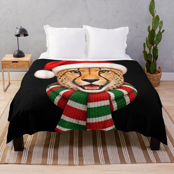 Item preview, Christmas Cheetah in Santa Hat and Striped Scarf designed and sold by HarinDonreka.