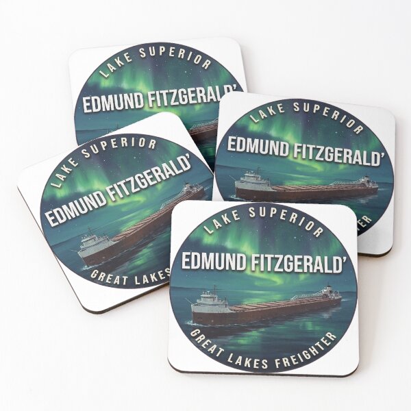 Item preview, Edmund Fitzgerald Lake Superior Northern Lights Round Badge Sticker designed and sold by DetourDgn.