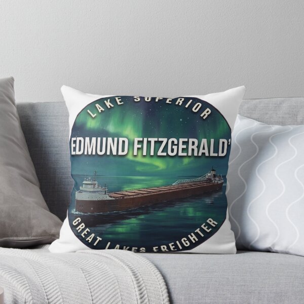 Item preview, Edmund Fitzgerald Lake Superior Northern Lights Round Badge Sticker designed and sold by DetourDgn.