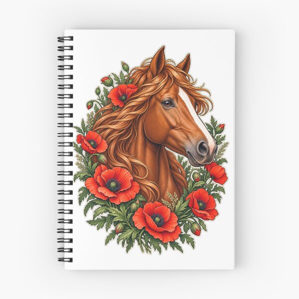 Item preview, Chestnut Horse with Wild Poppies designed and sold by FancyCatShop.