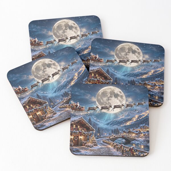 Item preview, Santa's Magical Flight Over the Christmas Alps designed and sold by DreamyWallVibes.