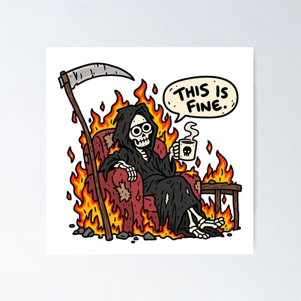 Item preview, This Is Fine Grim Reaper Dark Humor designed and sold by MonkiFlipp.