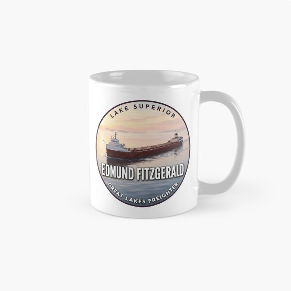 Item preview, Edmund Fitzgerald Lake Superior Calm Sunrise Round Badge Sticker designed and sold by DetourDgn.