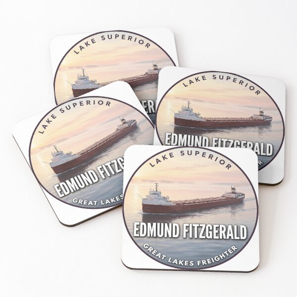 Item preview, Edmund Fitzgerald Lake Superior Calm Sunrise Round Badge Sticker designed and sold by DetourDgn.
