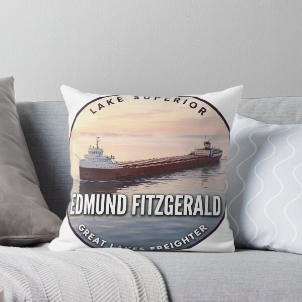 Item preview, Edmund Fitzgerald Lake Superior Calm Sunrise Round Badge Sticker designed and sold by DetourDgn.