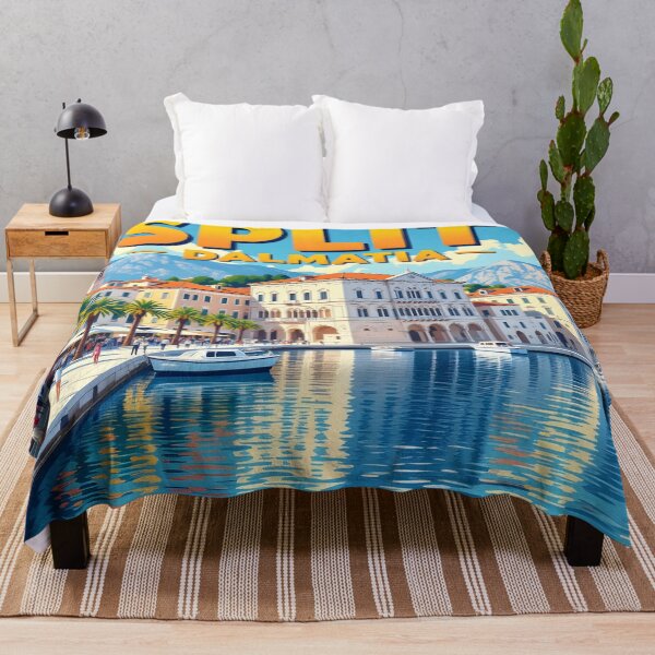 Item preview, Split Croatia – Vintage Palace Waterfront Travel Poster designed and sold by LSVart.