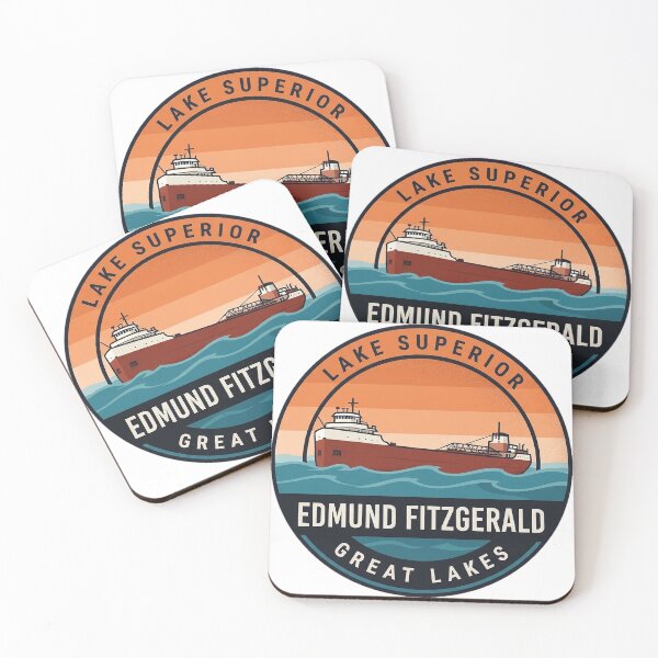 Item preview, Edmund Fitzgerald Lake Superior Ship Profile Vintage Badge Sticker designed and sold by DetourDgn.