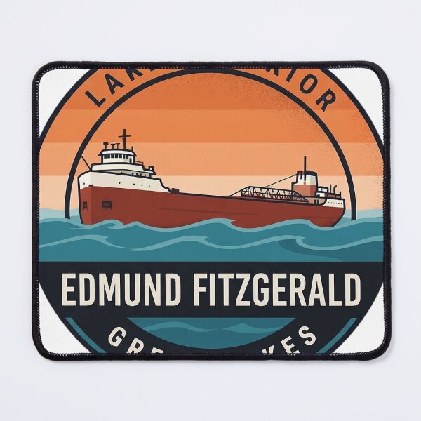 Item preview, Edmund Fitzgerald Lake Superior Ship Profile Vintage Badge Sticker designed and sold by DetourDgn.