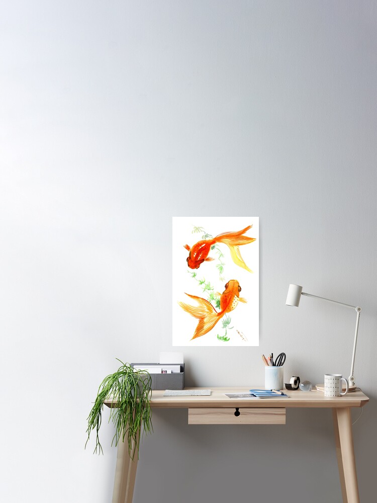 Goldfish Feng Shui, Koi Fish Shower Curtain by SurenArt