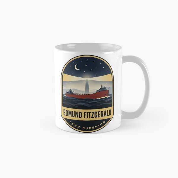 Item preview, Edmund Fitzgerald Lake Superior Starry Lake Vintage Badge Sticker designed and sold by DetourDgn.