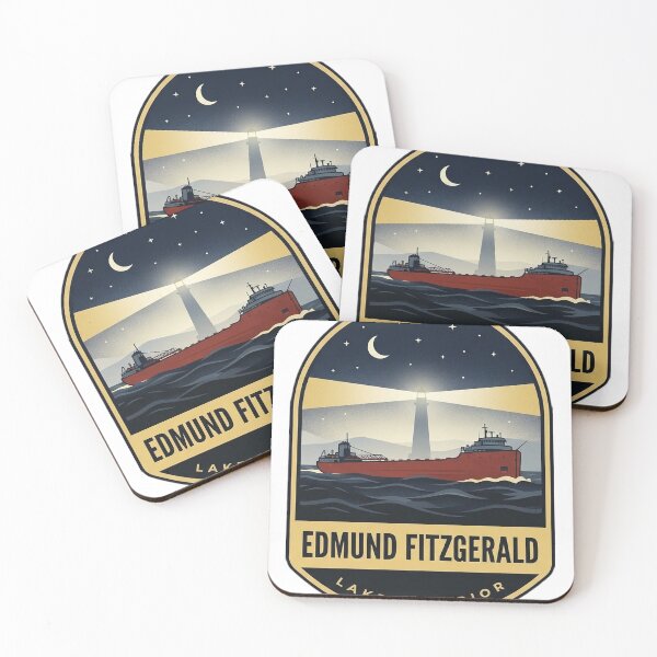 Item preview, Edmund Fitzgerald Lake Superior Starry Lake Vintage Badge Sticker designed and sold by DetourDgn.