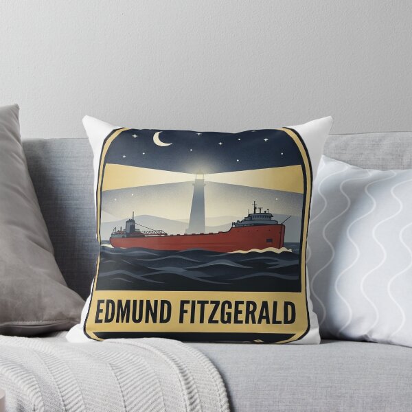 Item preview, Edmund Fitzgerald Lake Superior Starry Lake Vintage Badge Sticker designed and sold by DetourDgn.