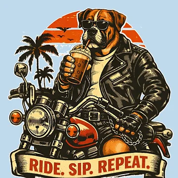 Artwork thumbnail, Boxer Dog Ride Sip Repeat by DIGOR shop