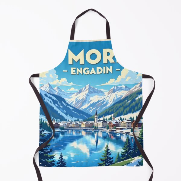 Item preview, St Moritz Switzerland – Vintage Alpine Lake Travel Poster designed and sold by LSVart.