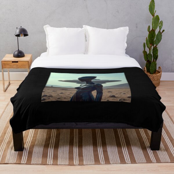 Item preview, Faceless Alien Woman With Flying Saucer Desert designed and sold by bfunky-visuals.