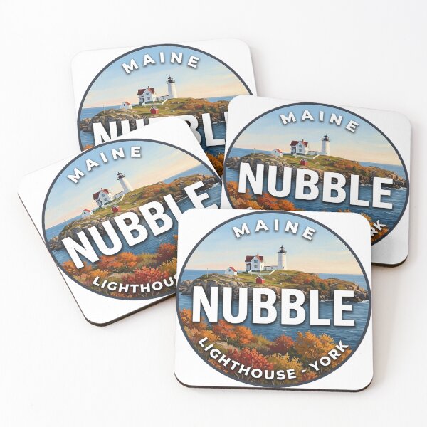 Item preview, Nubble Lighthouse Maine Autumn Shore Round Badge Sticker designed and sold by DetourDgn.