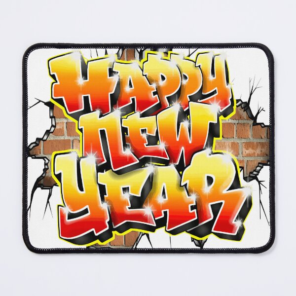 Item preview, HAPPY NEW YEAR Graffiti Broken Wall Street Art (red) designed and sold by BlachGallery.