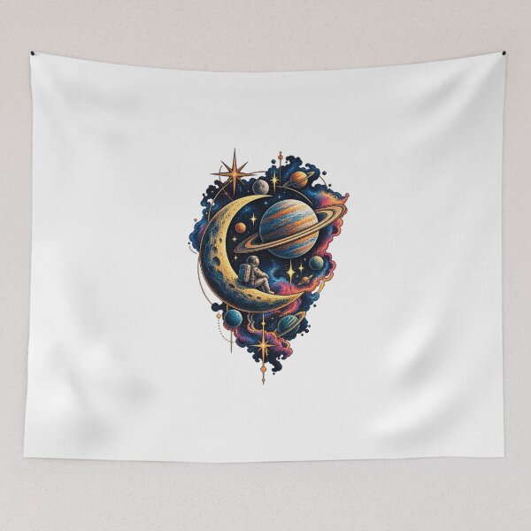 Item preview, Cosmic Moon Astronaut – Mystical Galaxy Space Art designed and sold by LarkLeaf.
