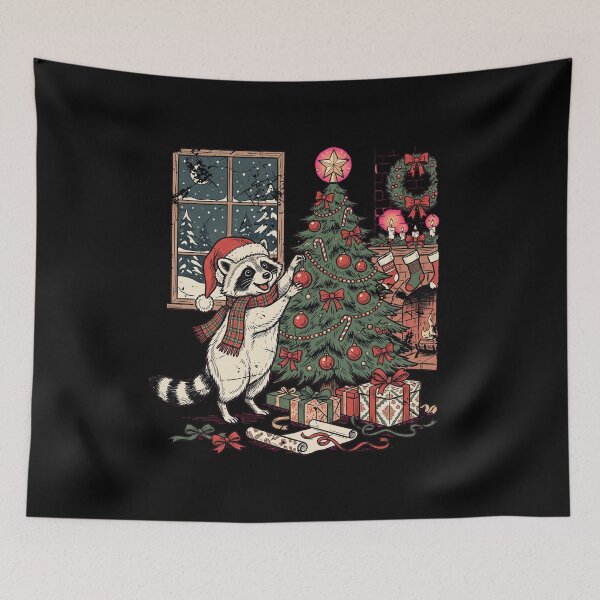 Item preview, Vintage Christmas Raccoon designed and sold by dudelinart.