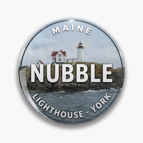 Item preview, Nubble Lighthouse Maine Foggy Morning Round Badge Sticker designed and sold by DetourDgn.