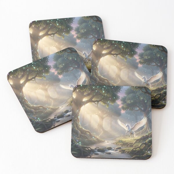 Item preview, Pegasus Rears Up Amidst the Magical Sparkles in Enchanted Forest designed and sold by Fanta-sticky.