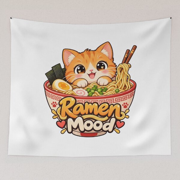 Item preview, Ramen Mood Cute Orange Cat Kawaii Japanese Noodles designed and sold by FujinStore24.