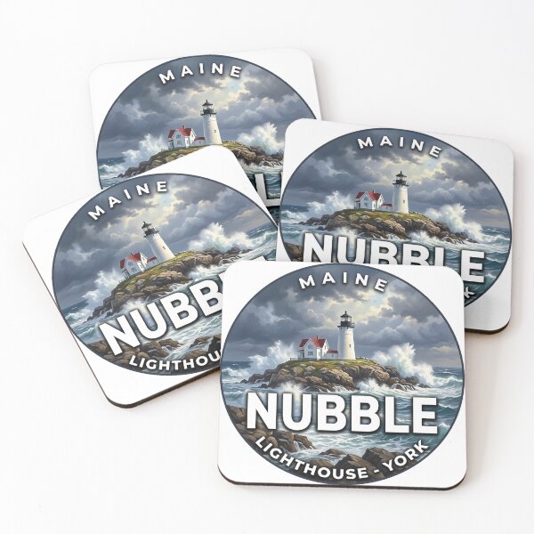 Item preview, Nubble Lighthouse Maine Storm Waves Round Badge Sticker designed and sold by DetourDgn.