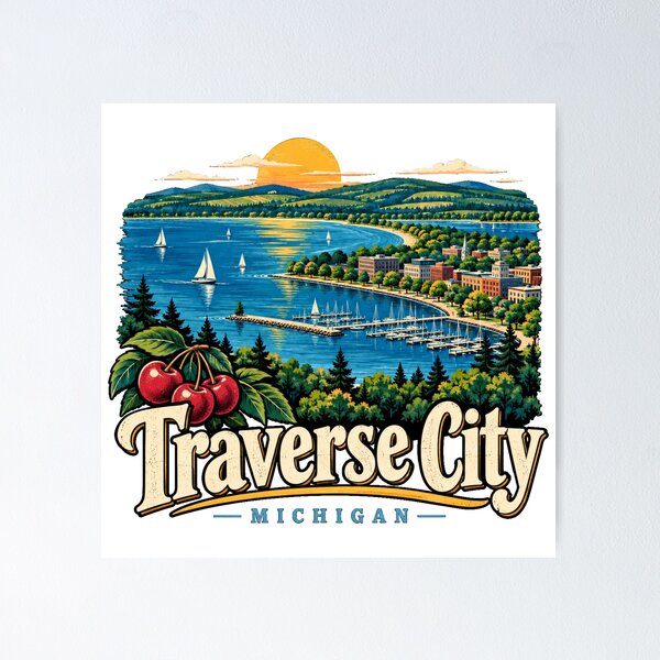 Item preview, Vintage Traverse City Michigan Travel Souvenir Landmark Gift designed and sold by MichaeIRellov.