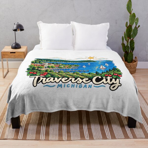 Item preview, Hand Drawn Traverse City Michigan Travel Souvenir Landmark Gift designed and sold by MichaeIRellov.