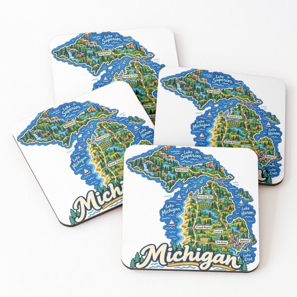 Item preview, Hand Drawn Michigan Travel Souvenir Landmark Gift designed and sold by MichaeIRellov.
