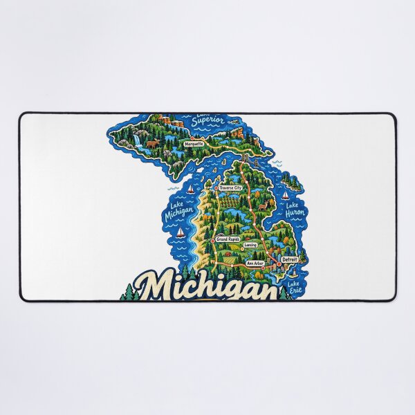 Item preview, Hand Drawn Michigan Travel Souvenir Landmark Gift designed and sold by MichaeIRellov.