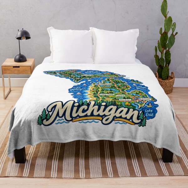 Item preview, Hand Drawn Michigan Travel Souvenir Landmark Gift designed and sold by MichaeIRellov.