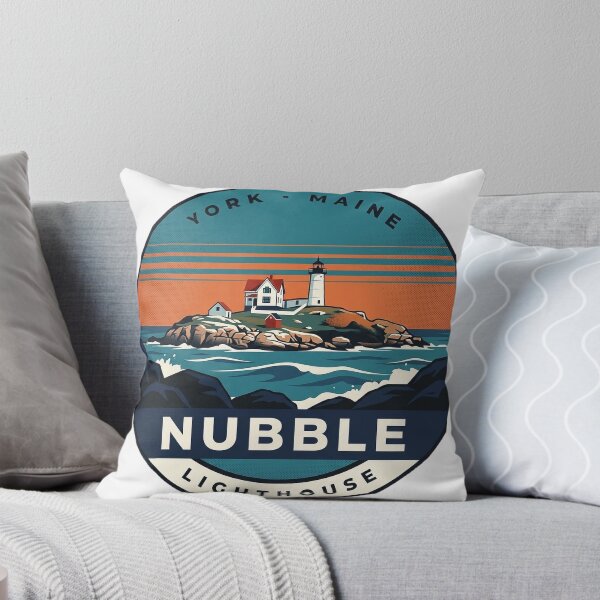 Item preview, Nubble Lighthouse Maine Retro Waves Vintage Badge Sticker designed and sold by DetourDgn.
