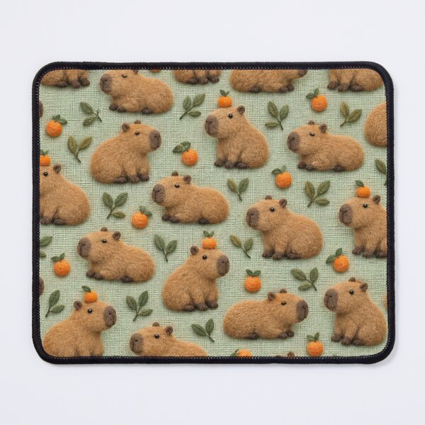 Item preview, Cute Capybara Pattern with Oranges – Cozy Cottagecore Animal Design designed and sold by Kaleidoscope Print.