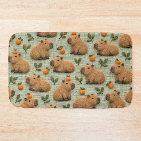 Item preview, Cute Capybara Pattern with Oranges – Cozy Cottagecore Animal Design designed and sold by Kaleidoscope Print.