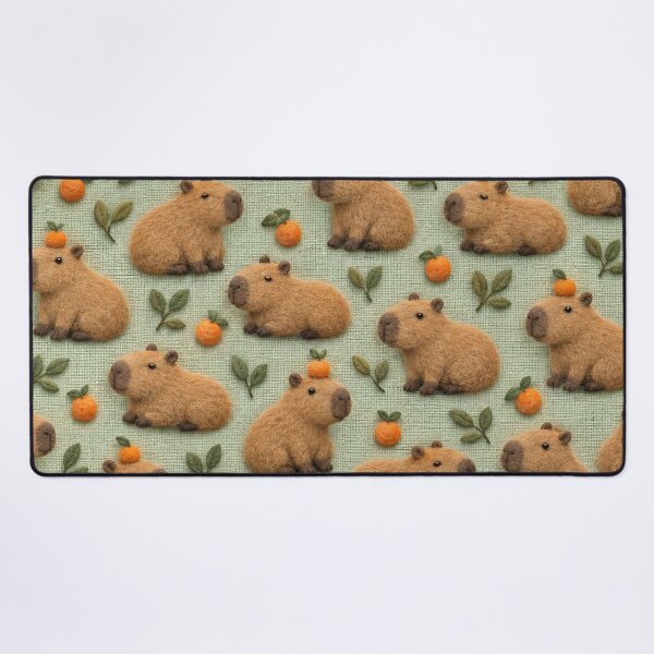 Item preview, Cute Capybara Pattern with Oranges – Cozy Cottagecore Animal Design designed and sold by Kaleidoscope Print.