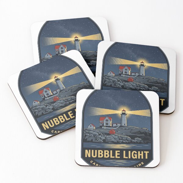 Item preview, Nubble Lighthouse Maine Starry Night Vintage Badge Sticker designed and sold by DetourDgn.