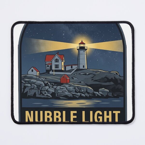 Item preview, Nubble Lighthouse Maine Starry Night Vintage Badge Sticker designed and sold by DetourDgn.