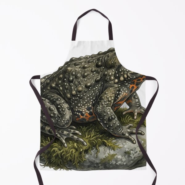 Item preview, Vintage Naturalist Fire Bellied Toad on a Mossy Pebble — Antique Amphibian Art designed and sold by Catch333.