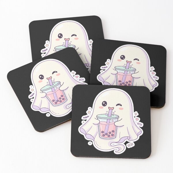 Item preview, Cute Kawaii Ghost Drinking Boba Tea Halloween designed and sold by bvdesignart.