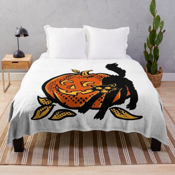 Item preview, Retro Halloween Cat and Pumpkin Graphic designed and sold by OlyvieArt.
