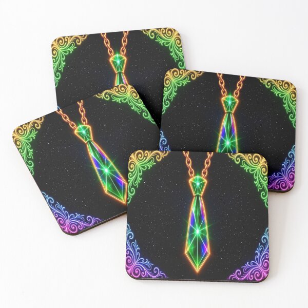 Item preview, Cosmic Neon Emerald Crystal Tie Pendant - Futuristic Glowing Gemstone designed and sold by Breezes-of-Ida.