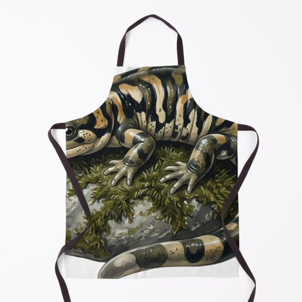 Item preview, Vintage Naturalist Tiger Salamander on a Mossy Pebble — Antique Amphibian Print designed and sold by Catch333.
